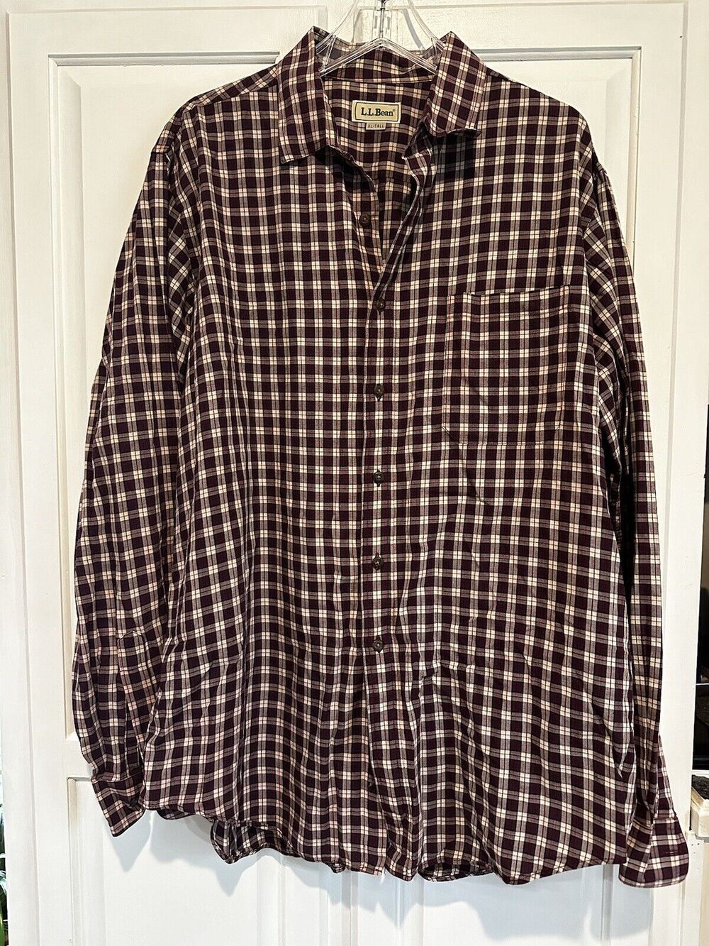 LL Bean Shirt Men’s Size XLT Long Sleeve Button Up Plaid Tall Casual Vintage